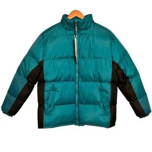 i5 Apparel Women's Puffer Coat Green Teal Black Size Large Insulated
